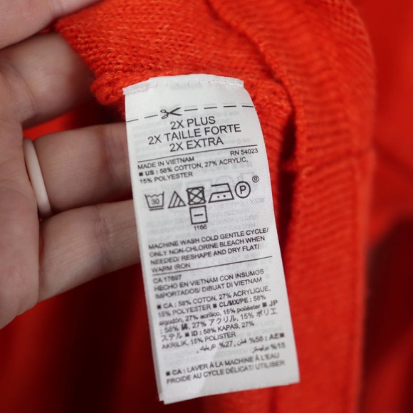 Old Navy Orange Long Sleeve Crew Neck Cross Back Sweater 2X - Picture 4 of 6